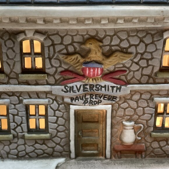 EPI Int Porcelain Lighted Paul Revere Silversmith Shop Colonial American Village - Picture 2 of 11